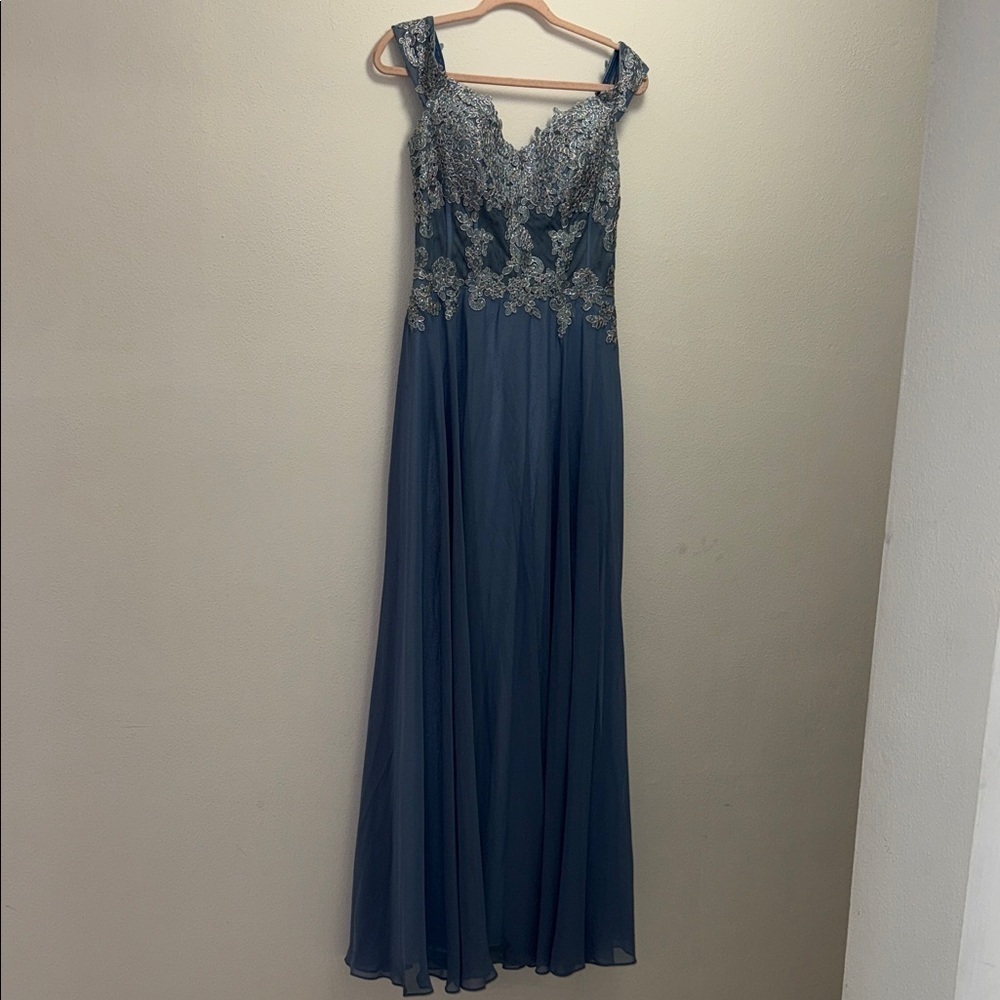 Xscape Light Blue Dress with Silver Embellishments (prom or wedding guest)